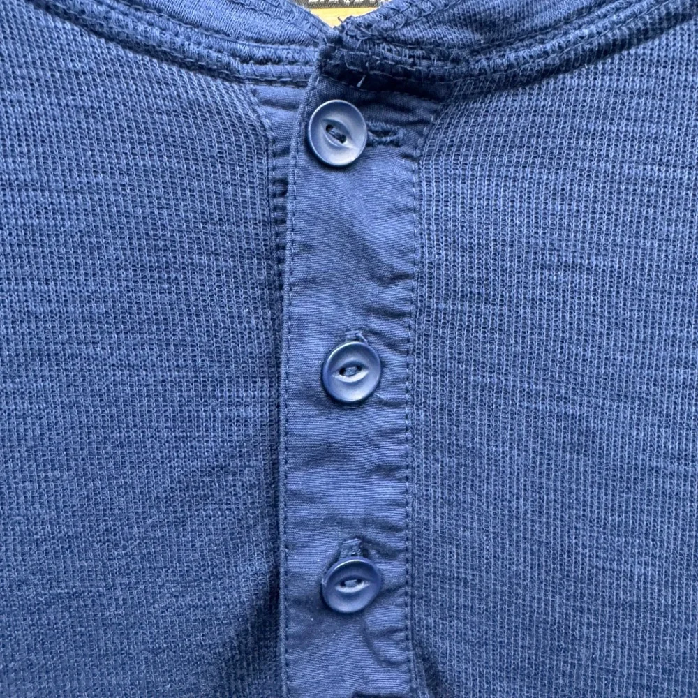 Banana Republic Double Knit Henley Mens XL Navy Long Sleeve Casual Shirt
